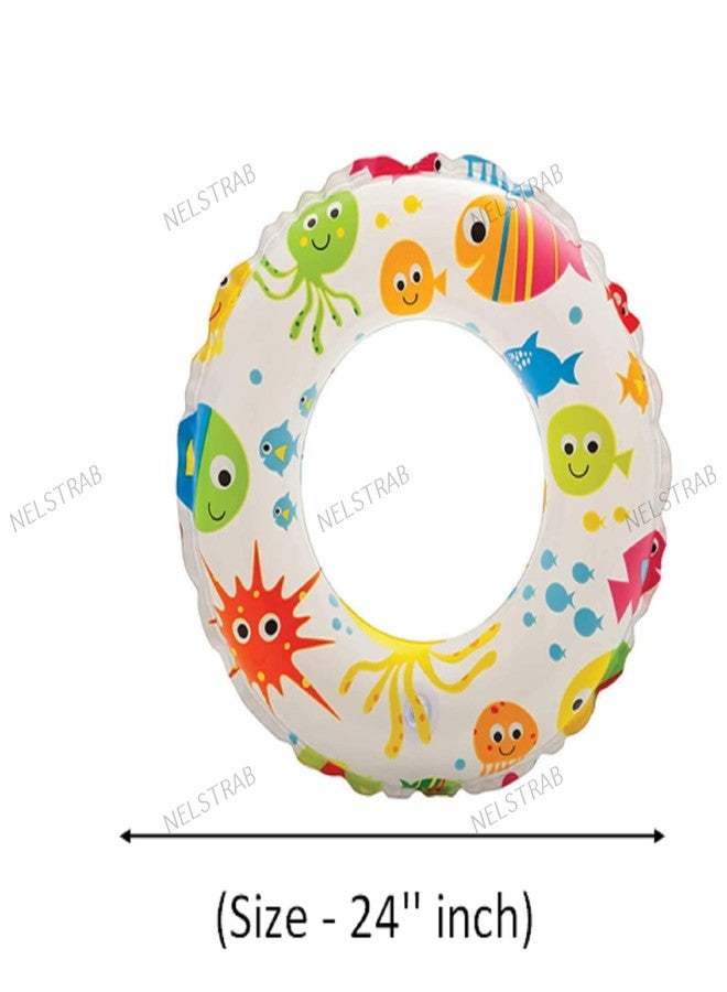 NELSTRAB:- Pool Party Kids Swimming Ring Swim Tube for Swimming Leering Ring for Girls and Boys Swimming Tube(6-10 Year)(Size - 24''inch)(Multi Color)(1 PIS) - Image 5